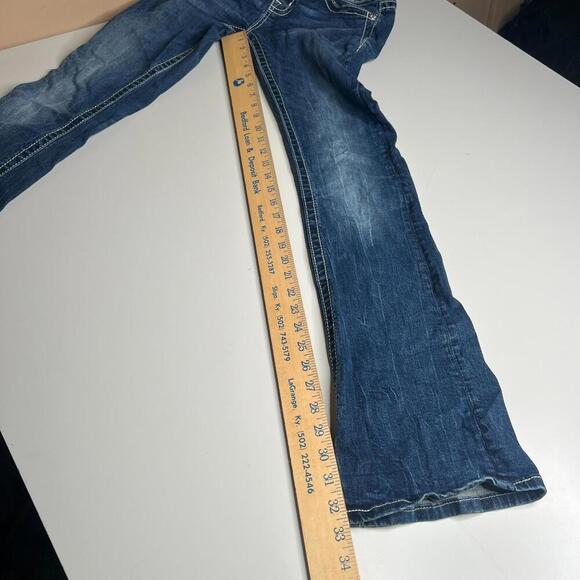 Miss Me Jeans Women’s 28 x 34 Boot Cut Blue Denim Wing Embellished Pockets M3080 - Picture 3 of 12